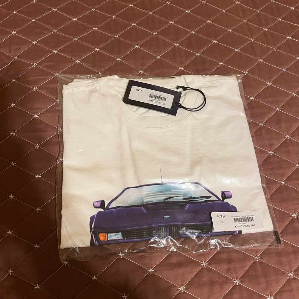 Kith White Tee with Purple Sports Car Print